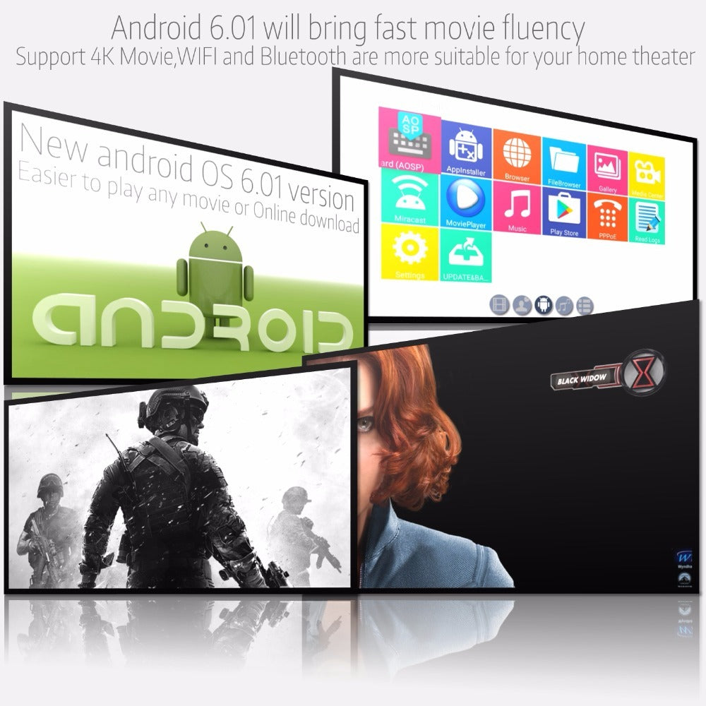 American Smart ViviBright GP100UP smart home theater projector with high brightness LED display, WiFi, and 1280x800 resolution in black.