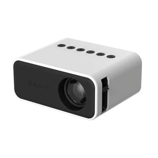 American Smart YT500 home mini projector with built-in speaker, white compact media player for children, US plug, LED mobile phone projector
