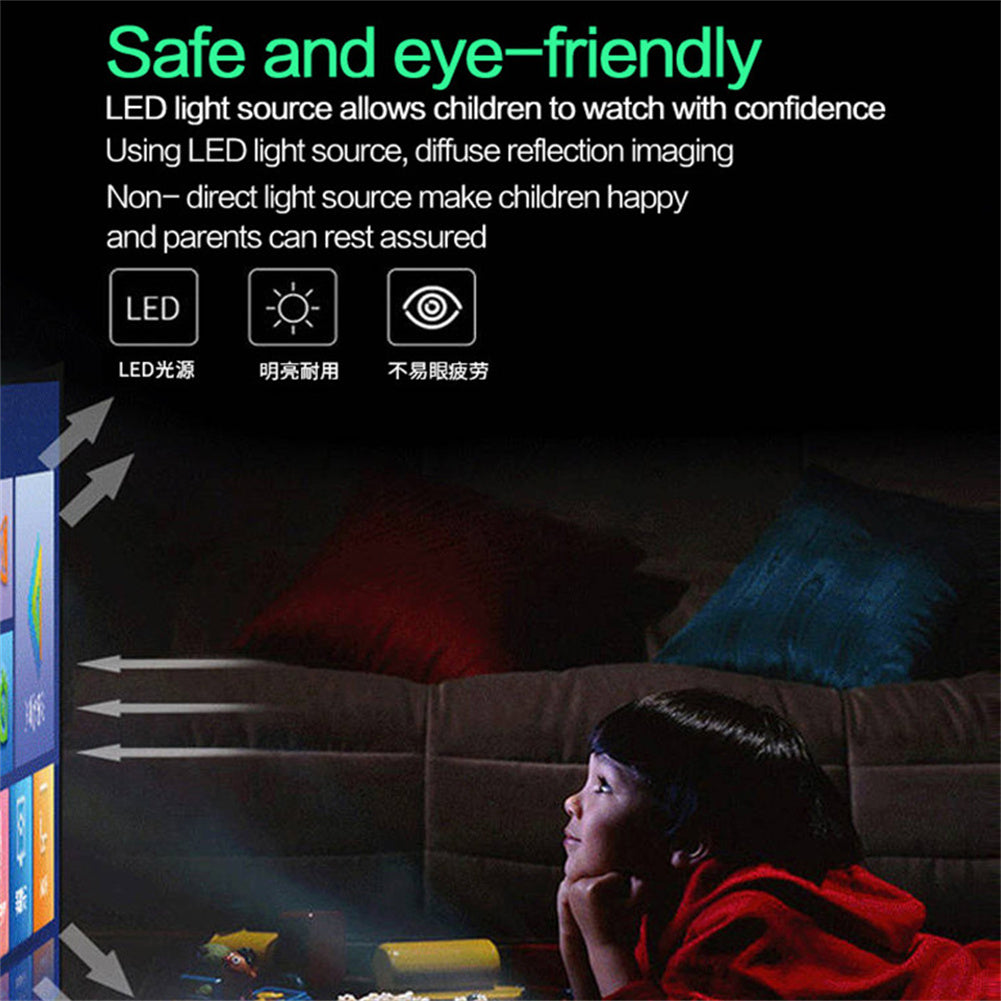 American Smart Yt500 Home Mini Projector with built-in speaker, white portable media projector for children and mobile phone use.