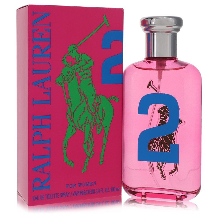 Ralph Lauren Big Pony Pink 2 Eau De Toilette spray for women, 3.4 oz, featuring pink packaging and elegant design