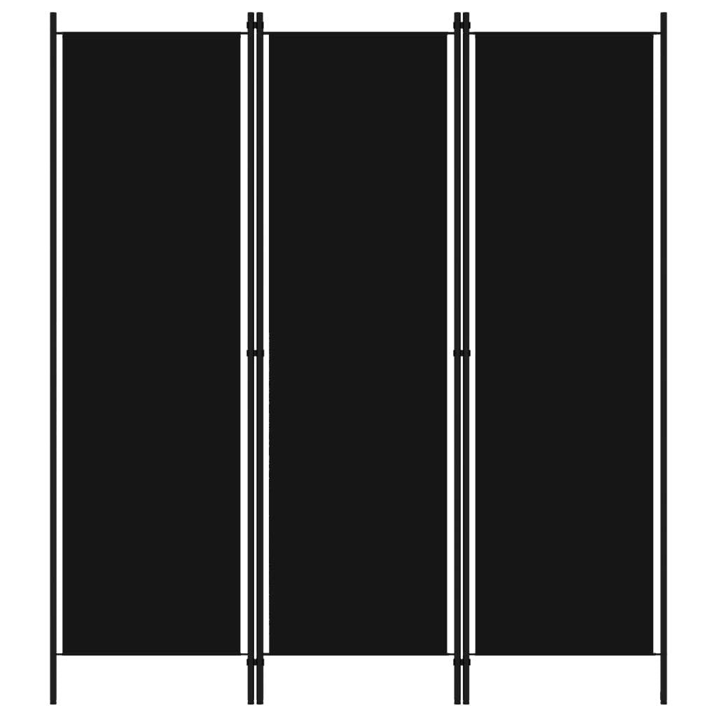 Black 3-panel room divider by American Smart, measuring 59.1x70.9 inches, with sleek, foldable design for versatile room separation.