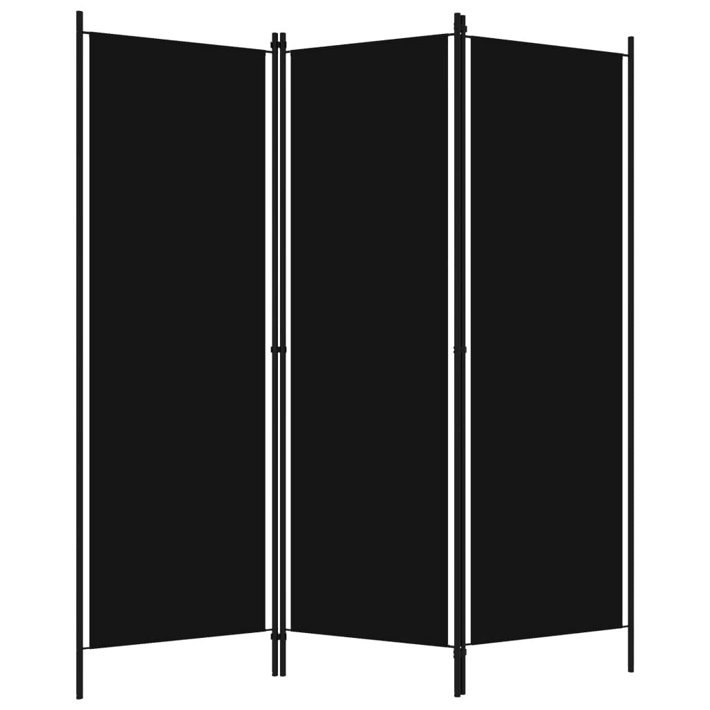 Black 3-panel room divider by American Smart, measuring 59.1 x 70.9 inches, with a sleek modern design and sturdy frame.