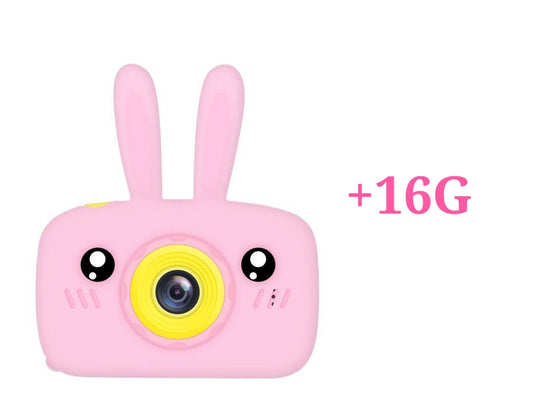 Pink children's camera from American Smart WB, featuring a 16G storage capacity, designed for kids' smart home photography.
