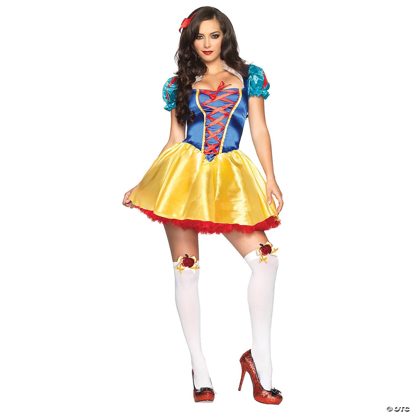 Women's Snow White costume by American Smart WB featuring a classic fairytale dress with blue bodice and yellow skirt.