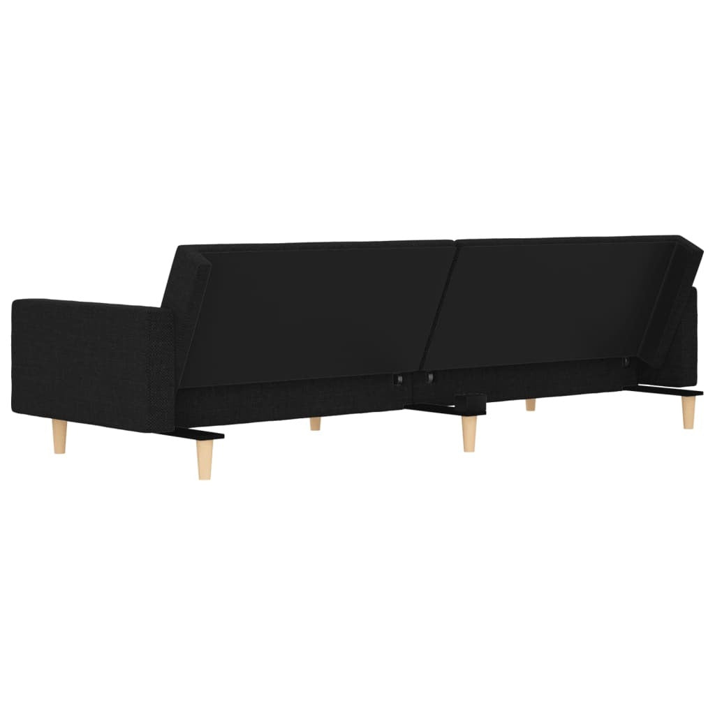 Black fabric 2-seater sofa bed with two pillows from American Smart, showcasing a modern and comfortable living room piece.