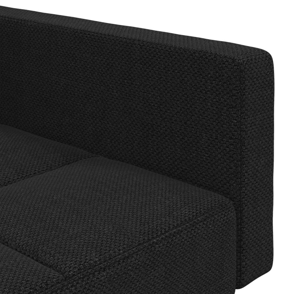 Black fabric 2-seater sofa bed with two pillows by American Smart, showcasing a sleek and modern living room setup.