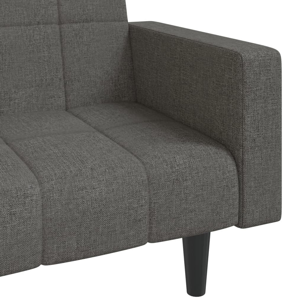 Dark gray fabric 2-seater sofa bed with two pillows from American Smart, showcasing its stylish and comfortable design.