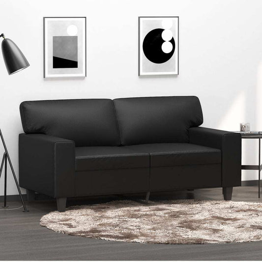 Black 2-seater sofa from American Smart WB, 47.2-inch faux leather couch with cushioned seating and modern design.
