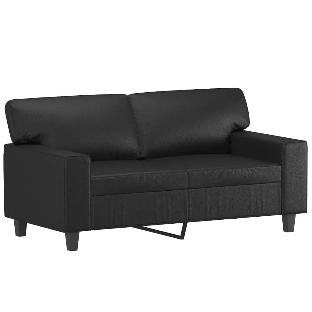 Black 2-seater sofa by American Smart WB, 47.2-inch faux leather loveseat with cushioned seats and modern design.