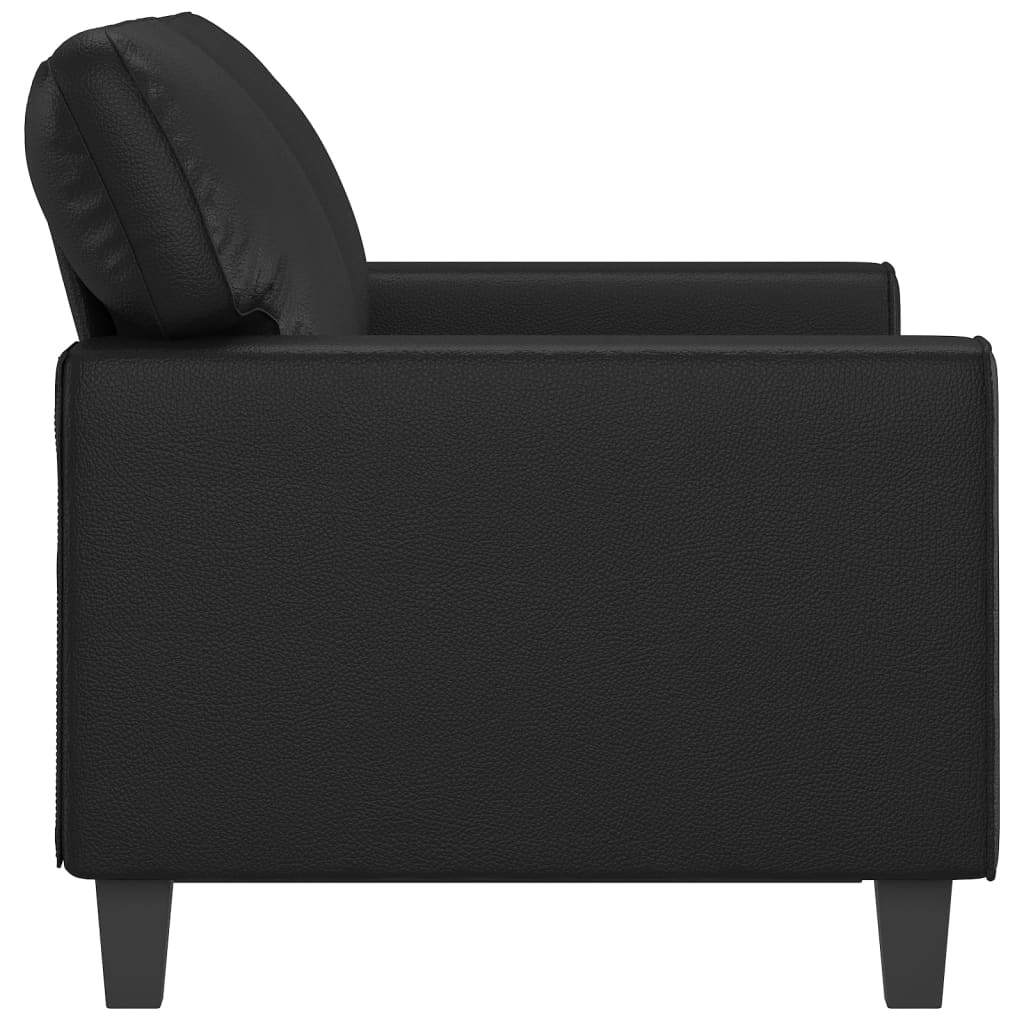 Black 2-seater sofa by American Smart WB, 47.2-inch faux leather sofa with cushioned seats and modern design.