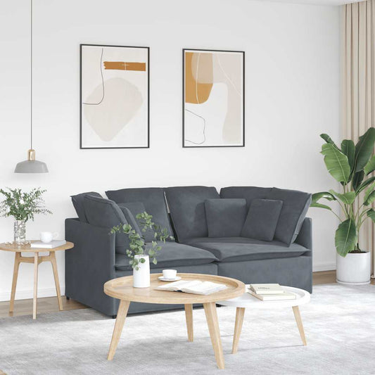 Dark gray velvet modular sofa with cushions by American Smart WB, featuring a contemporary design and plush seating.
