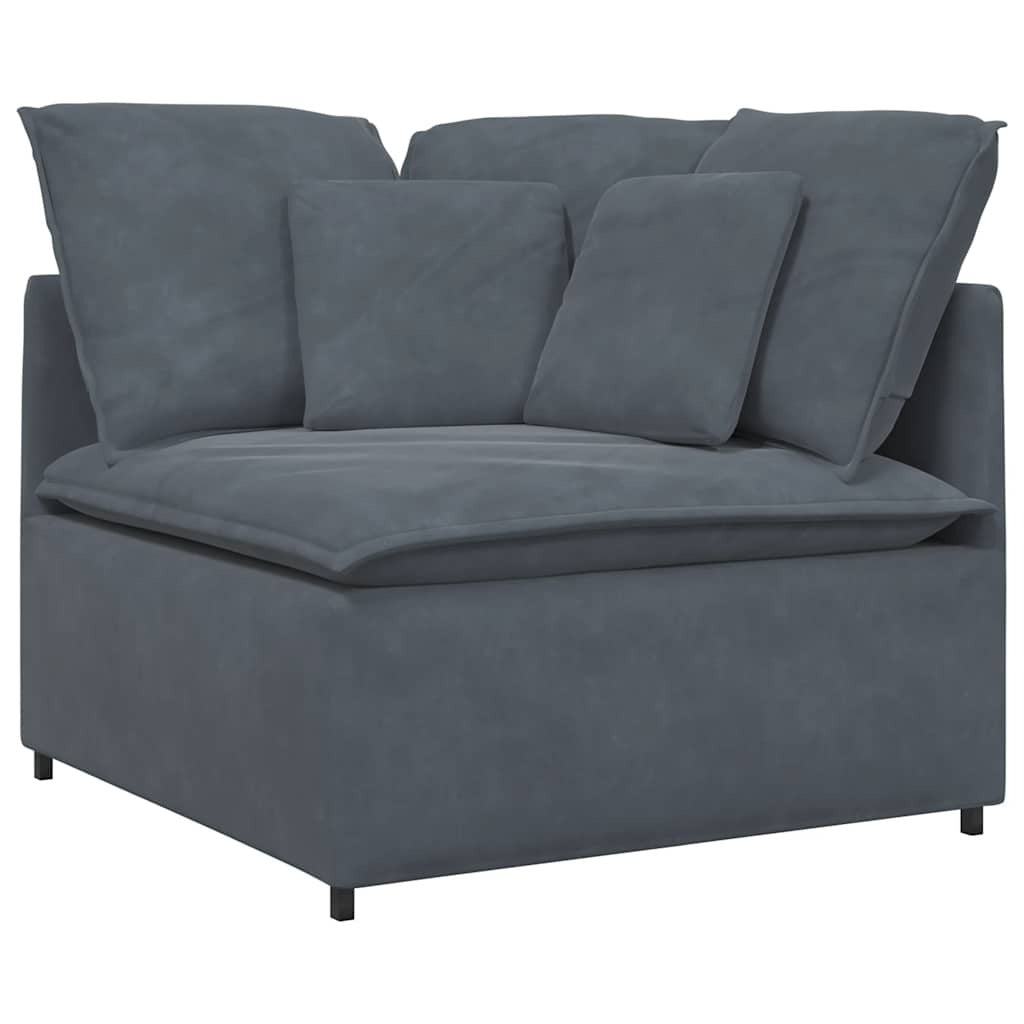Dark gray velvet modular sofa with cushions by American Smart, showcasing a contemporary living room setup.