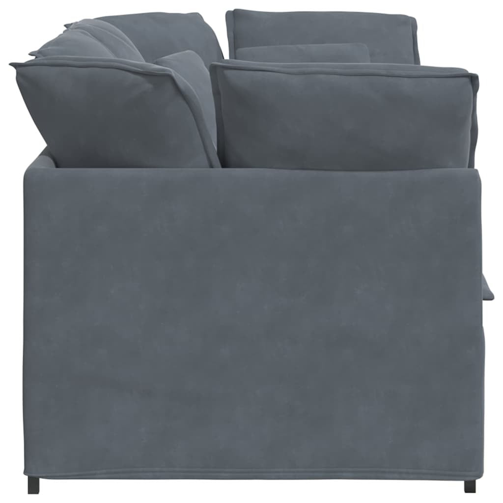Dark gray velvet modular sofa with cushions by American Smart WB, featuring a contemporary design and plush upholstery.