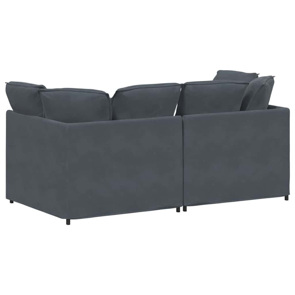 Velvet dark gray modular sofa with cushions, American Smart WB, stylish and comfortable seating for living room decor.