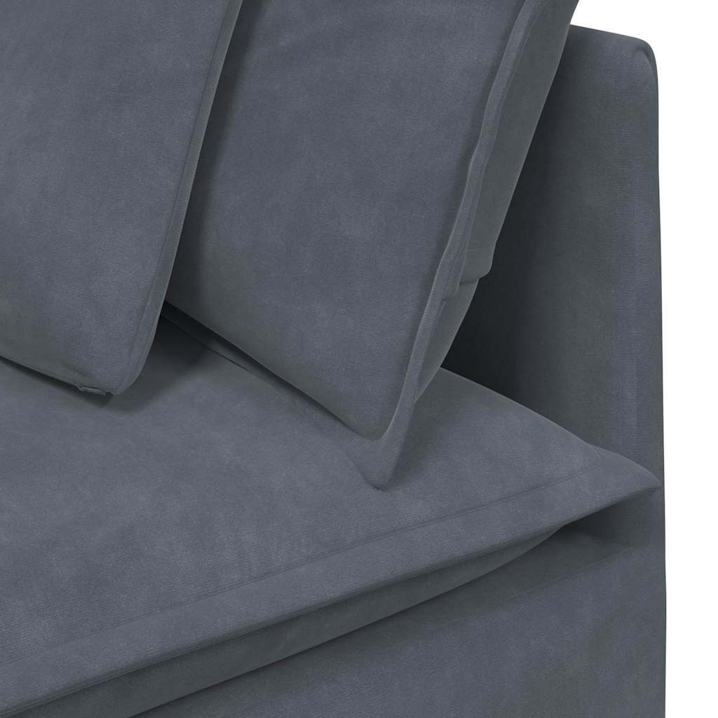 Dark gray velvet modular sofa with cushions by American Smart - WB, showcasing contemporary design and plush seating.