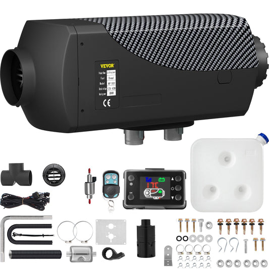 American Smart 8KW Diesel Air Heater muffler with LCD switch, remote control, for cars, trucks, motorhomes, boats, and buses.