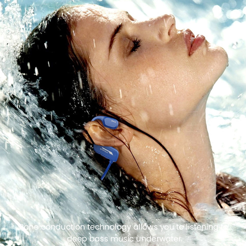 American Smart WB wireless sports headphones with bone conduction earphones, blue waterproof earbuds, clear sound, and calling capabilities.