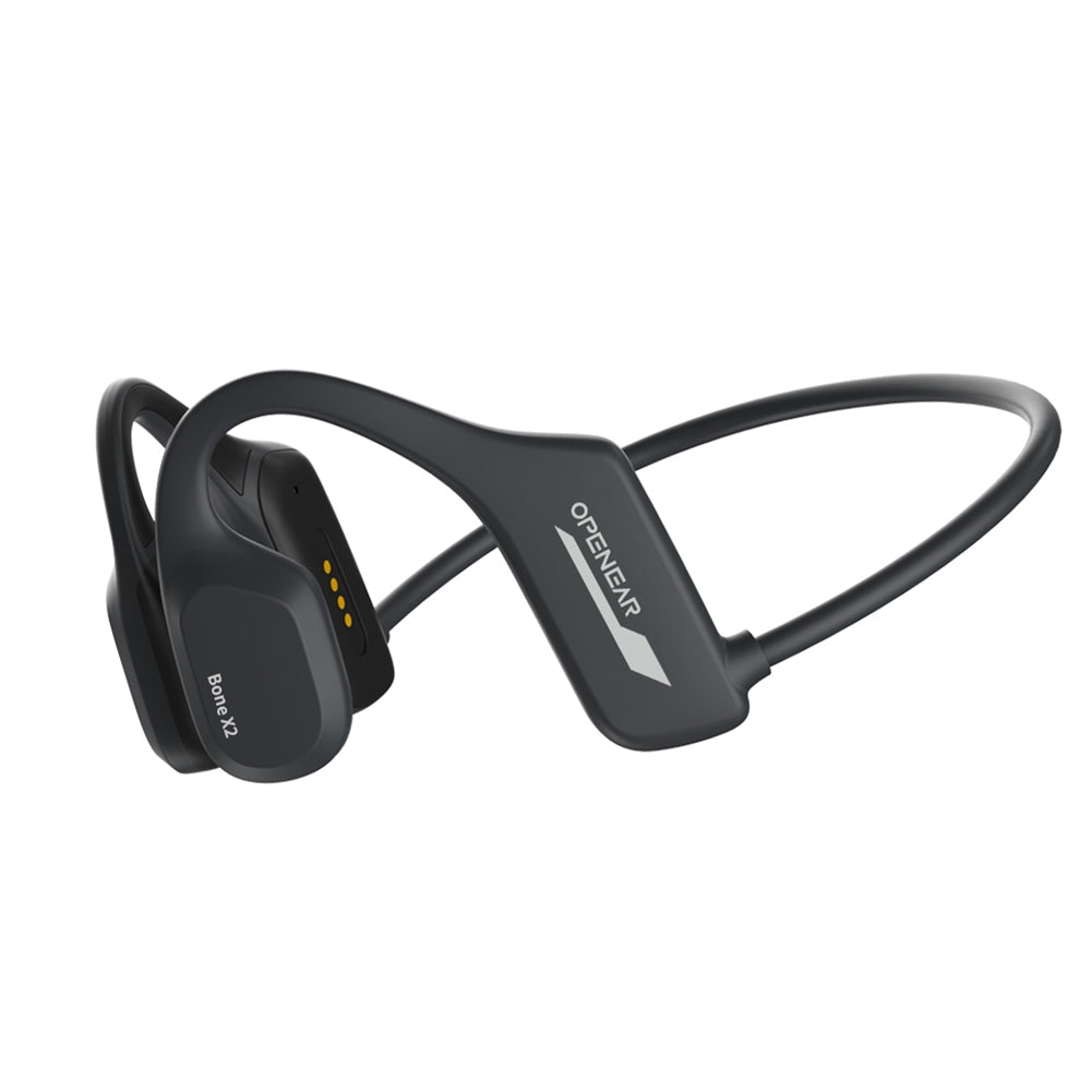 Wireless sports headphones by American Smart with bone conduction earphones, clear sound, waterproof blue earbuds, and headband design