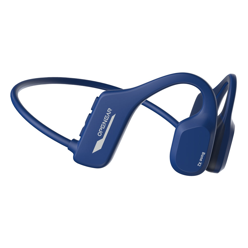 American Smart WB wireless sports headphones with bone conduction earphones, waterproof design, blue color, and clear sound for calls.