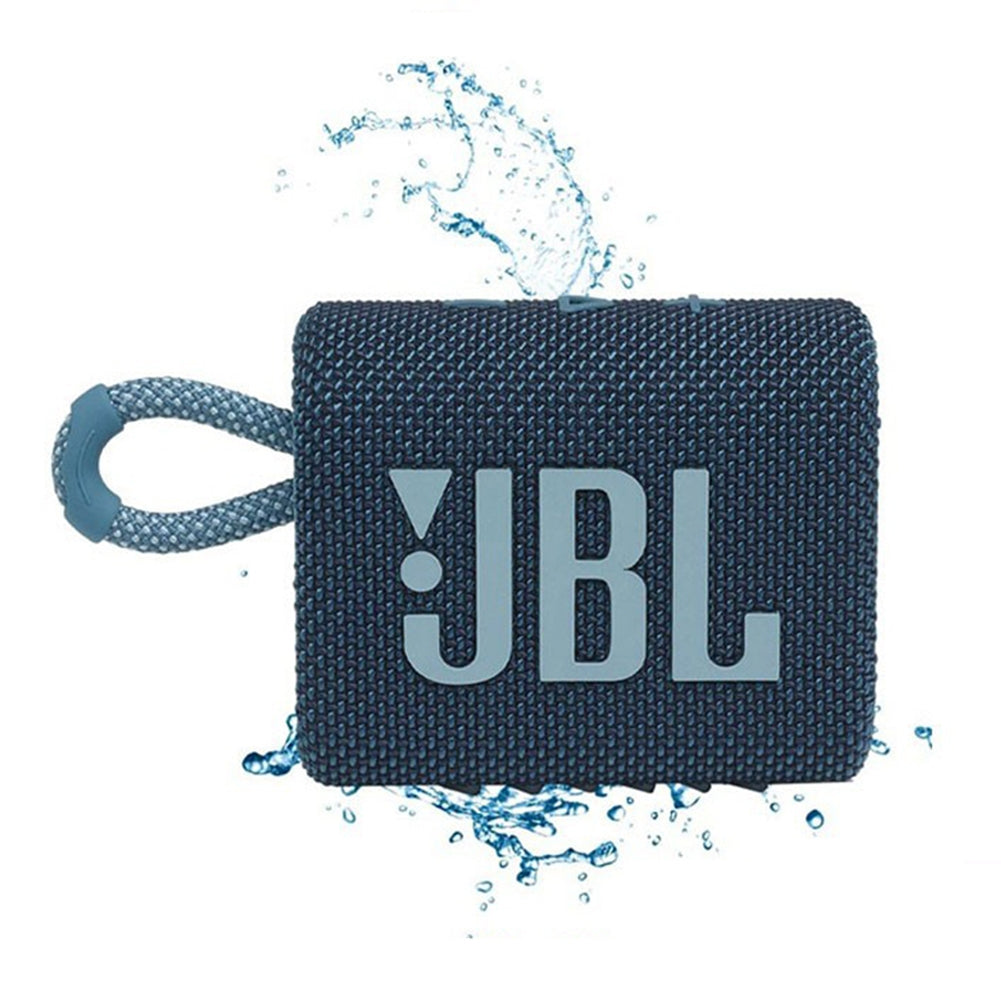 Wireless Bluetooth stereo speaker from American Smart WB, waterproof outdoor Bluetooth speaker with rechargeable battery in blue.