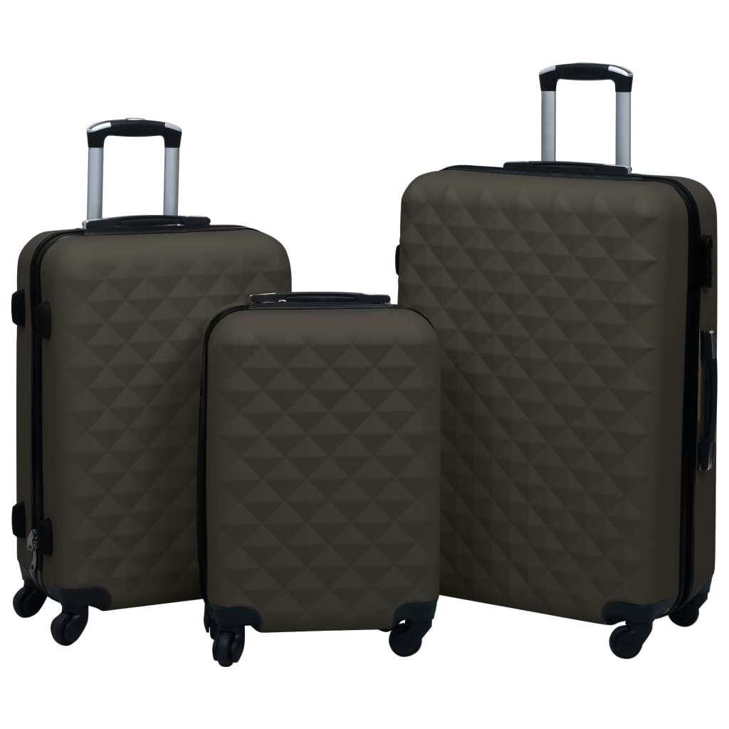 Three anthracite ABS American Smart trolley suitcases in a 3-piece hardcase trolley set with sturdy handles and wheels.