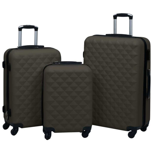 Three anthracite ABS American Smart trolley suitcases in a 3-piece hardcase trolley set with sturdy handles and wheels.