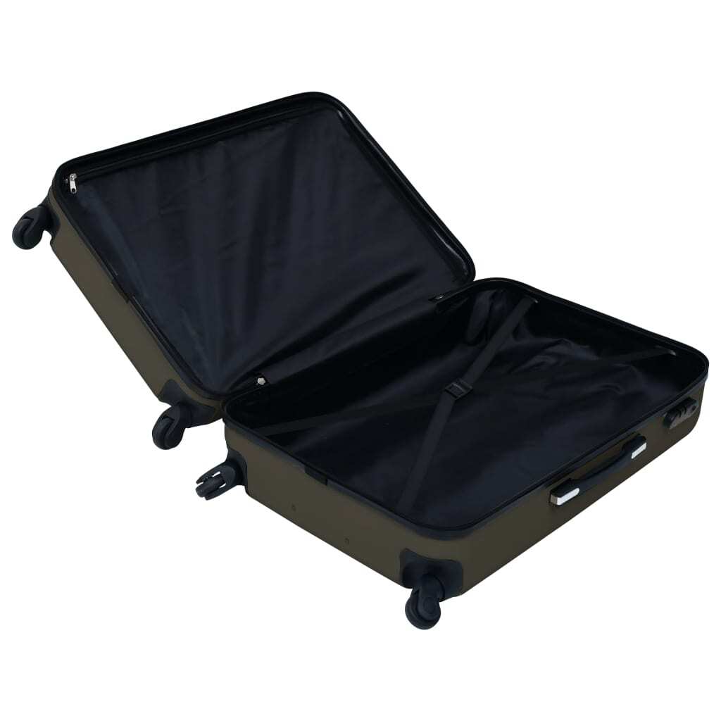 Three anthracite ABS hardcase trolley suitcases from American Smart WB, featuring durable design and compact travel storage.