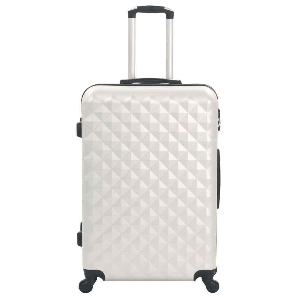 Bright silver American Smart 3-piece hardcase trolley set with durable ABS suitcases, perfect for travel.