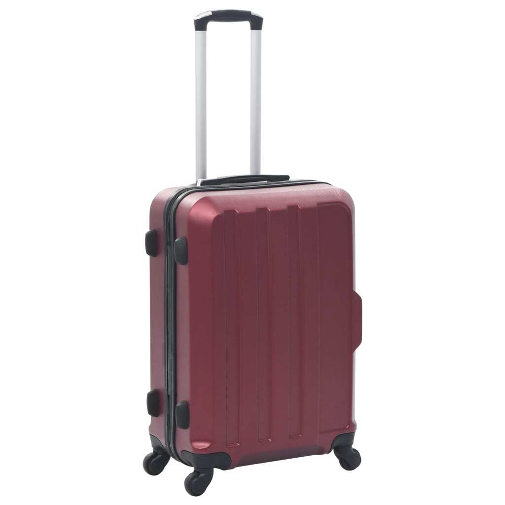 Three wine red ABS hardcase trolley suitcases from American Smart, set of 3 with sturdy wheels and telescopic handles.