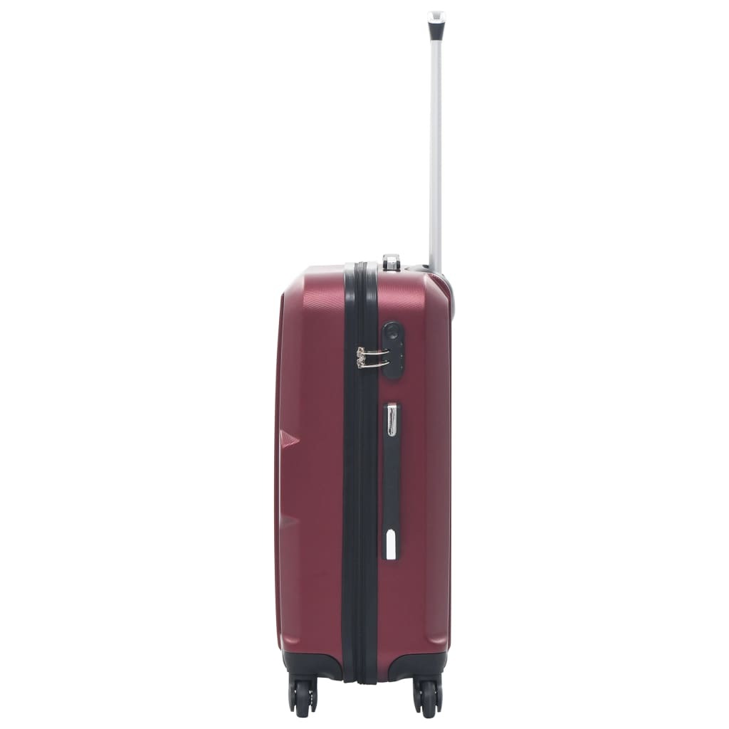 Wine red ABS hardcase trolley set with three suitcases from American Smart showing textured surfaces and sturdy wheels.