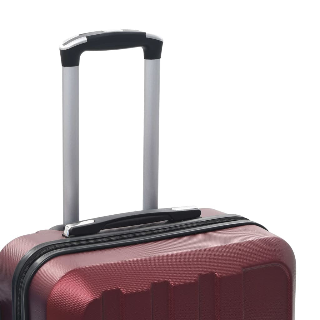 Set of three American Smart hardcase trolley suitcases in wine red with ABS material, suitable for travel and storage.