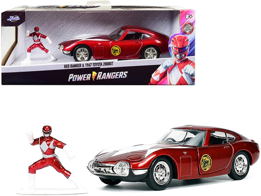 Red metallic 1967 Toyota 2000GT RHD diecast model car by Jada from Hollywood Rides series, detailed toy collectible.
