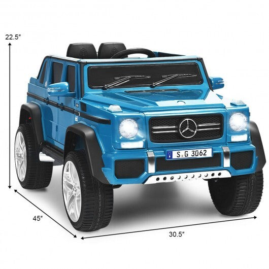 Navy 12V licensed Mercedes-Benz kids ride-on toy by American Smart WB, showing the detailed ride-on car for children.