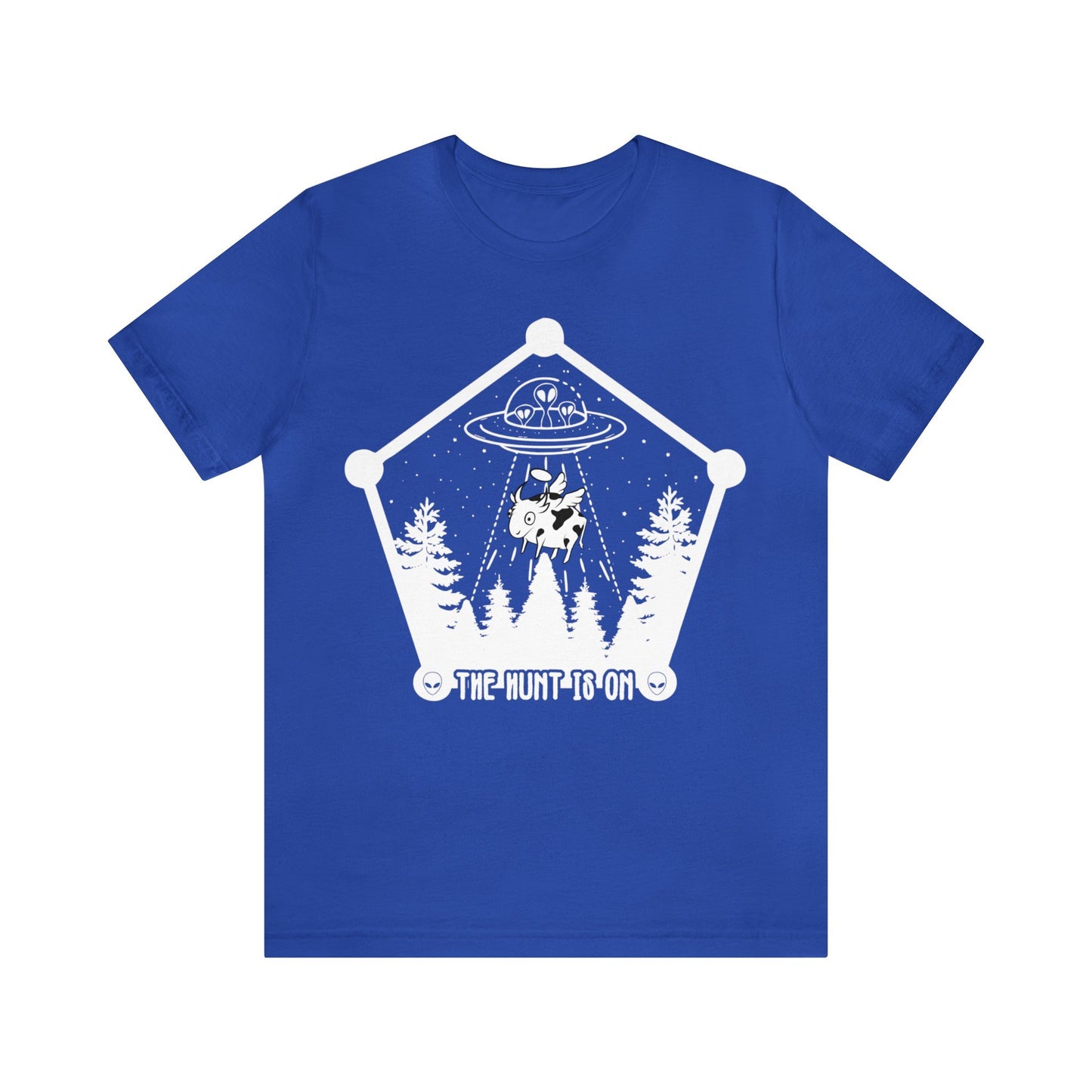 Unisex cotton T-shirt from American Smart - WB, True Royal color, XL size, with "The Hunt is On" graphic design.