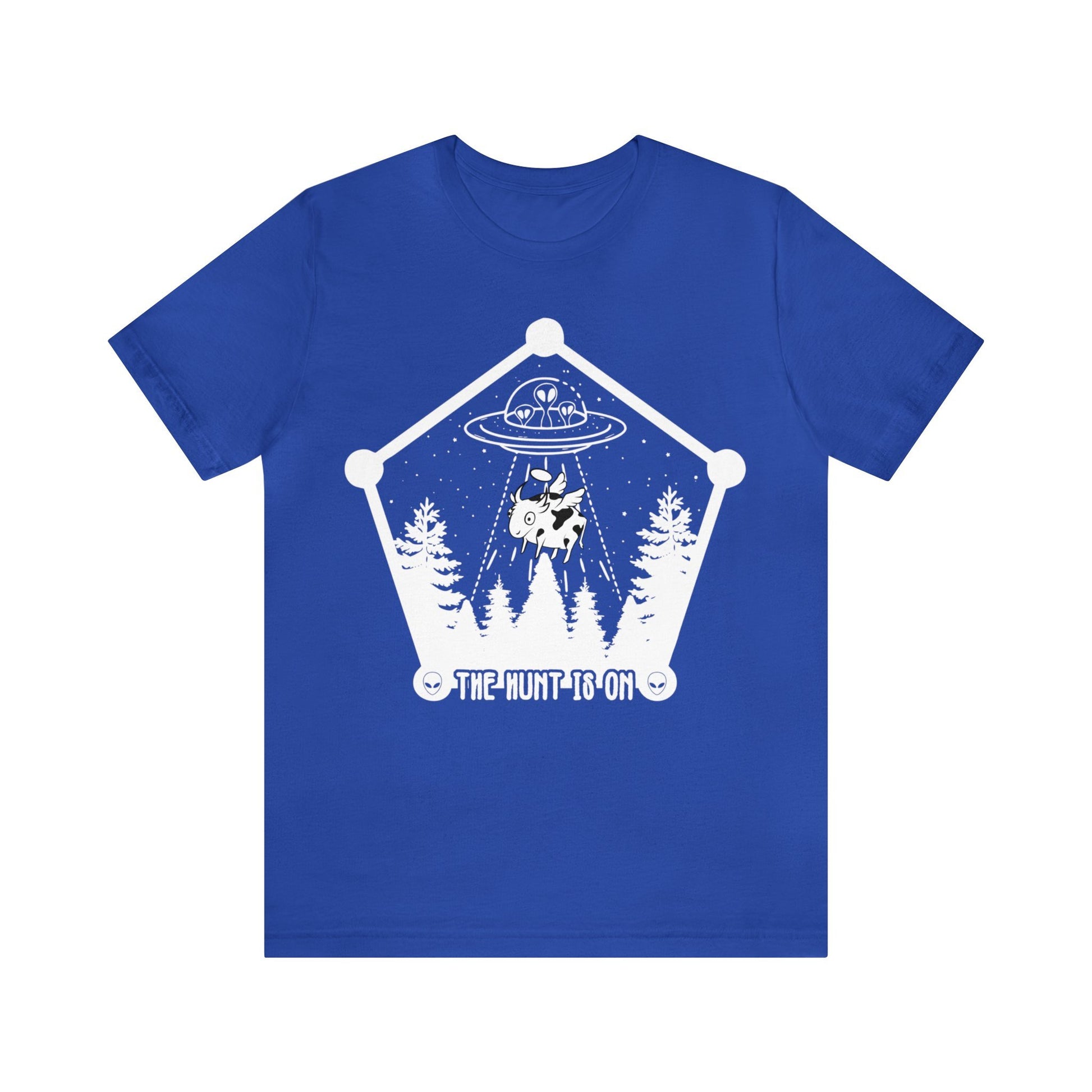 Unisex cotton T-shirt from American Smart - WB, True Royal color, XL size, with "The Hunt is On" graphic design.