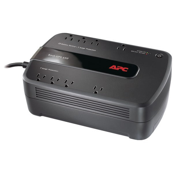 American Smart APC BE650G1 Back-UPS 650VA system with 8 outlets, compact backup power supply for electronics.