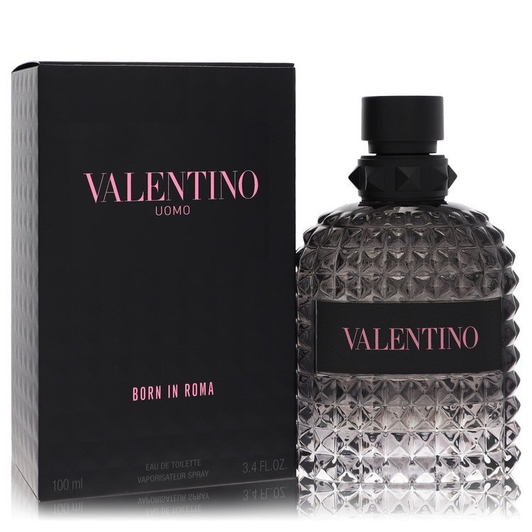 Valentino Uomo Born In Roma Eau De Toilette spray for men, 3.4 oz, with sleek bottle and modern design.