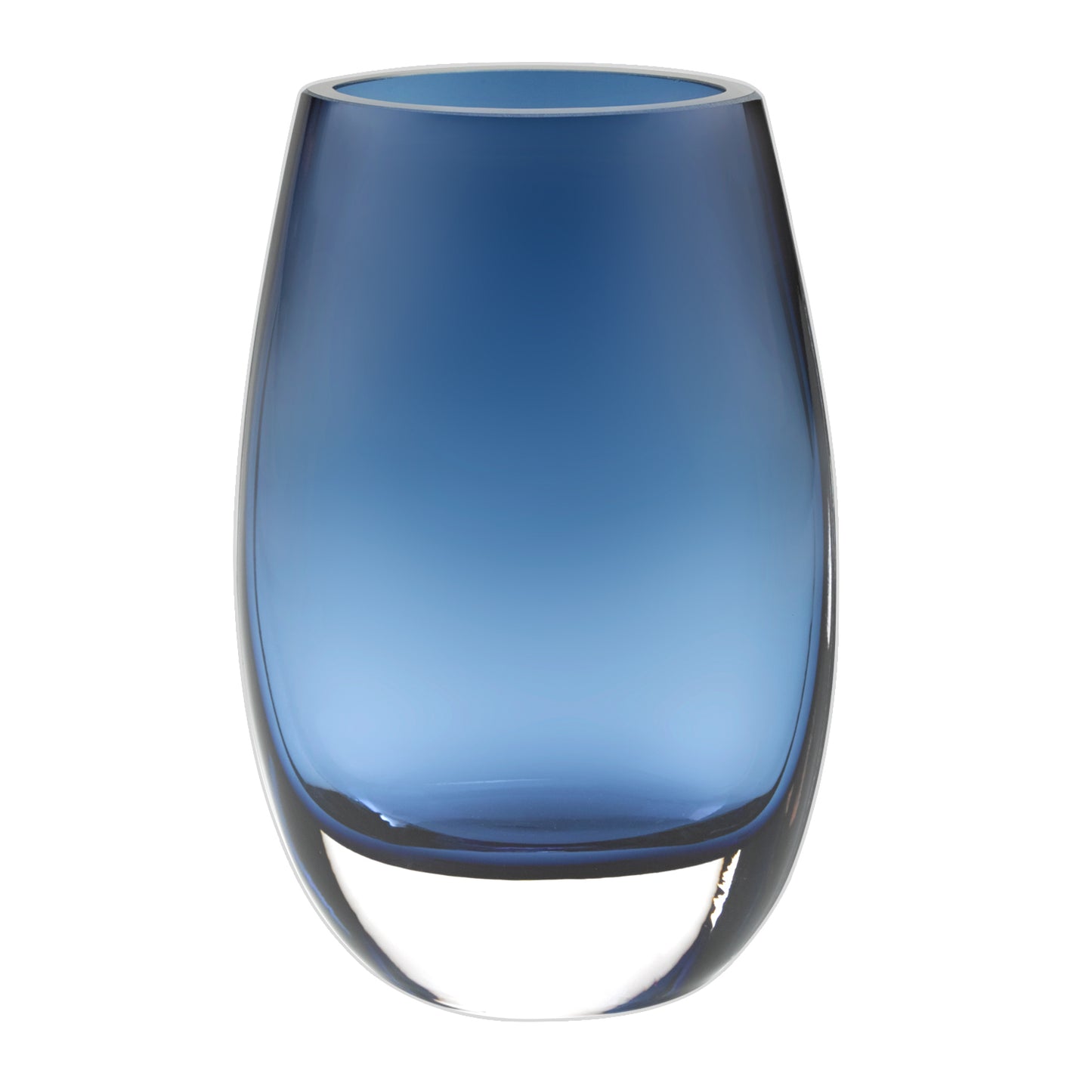 8 Mouth Blown Crystal Oval Thick Midnight Blue Walled Vase - American Smart