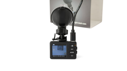 American Smart iDrive DVR camera with in-dash LCD displaying video footage for vehicle recording and monitoring.