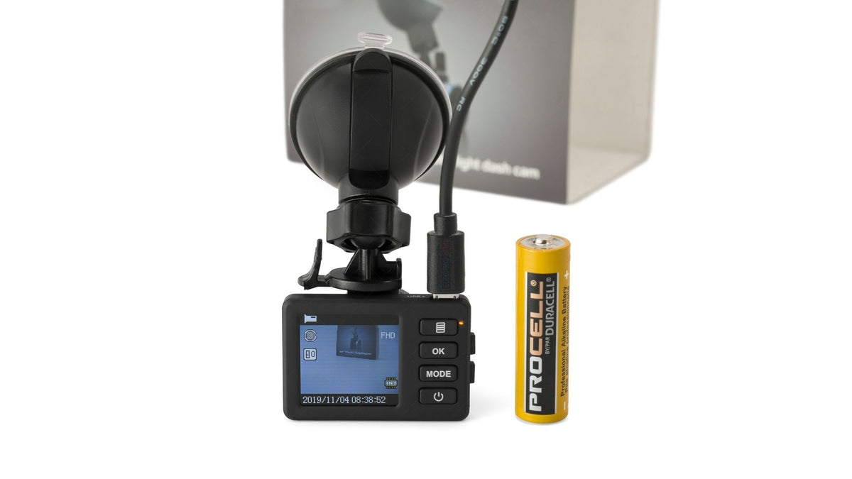 American Smart WB iDrive DVR in-dash LCD camera capturing video footage for vehicle recording and navigation.