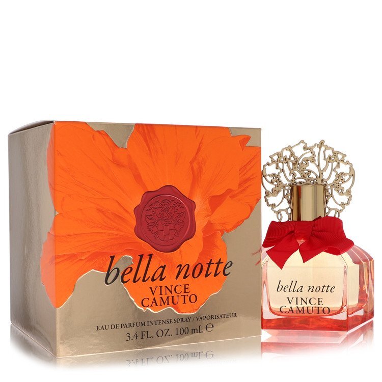 Vince Camuto Bella Notte Eau de Parfum Intense spray for women, 3.4 oz bottle with elegant packaging and floral accents.