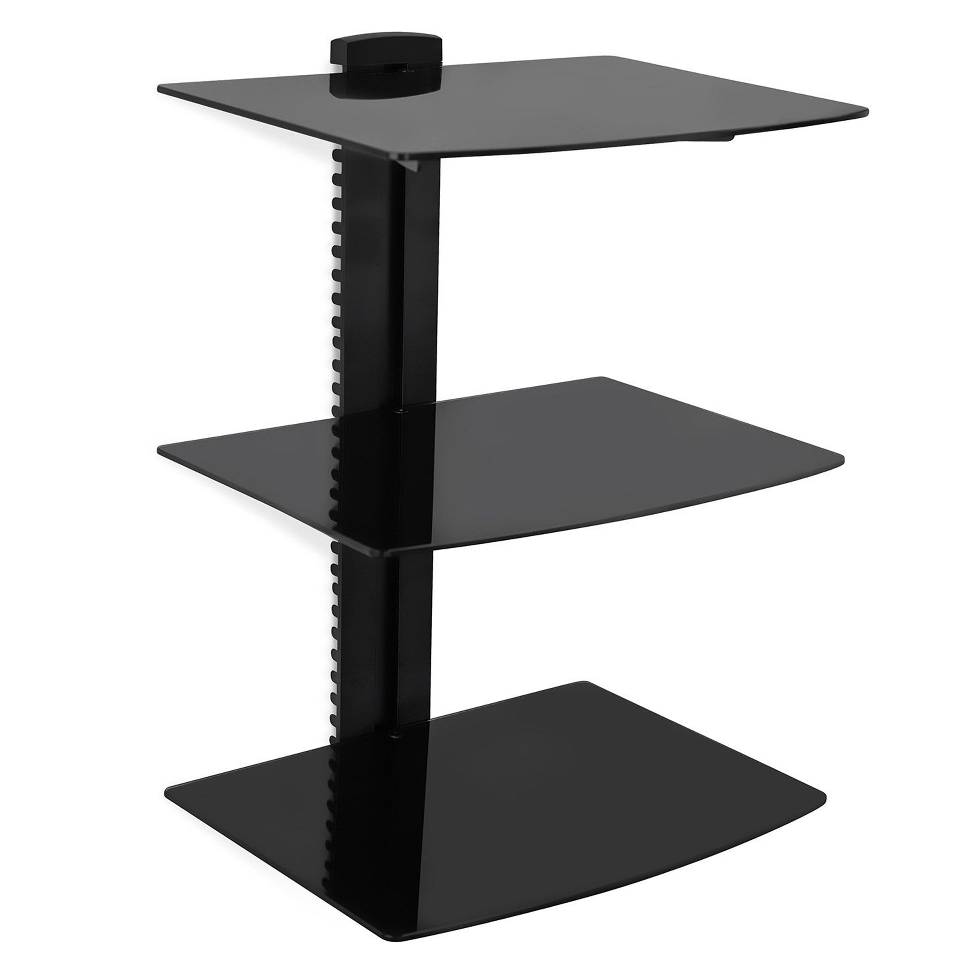 American Smart MegaMounts 3-shelf tempered glass wall mount for multimedia storage and display.