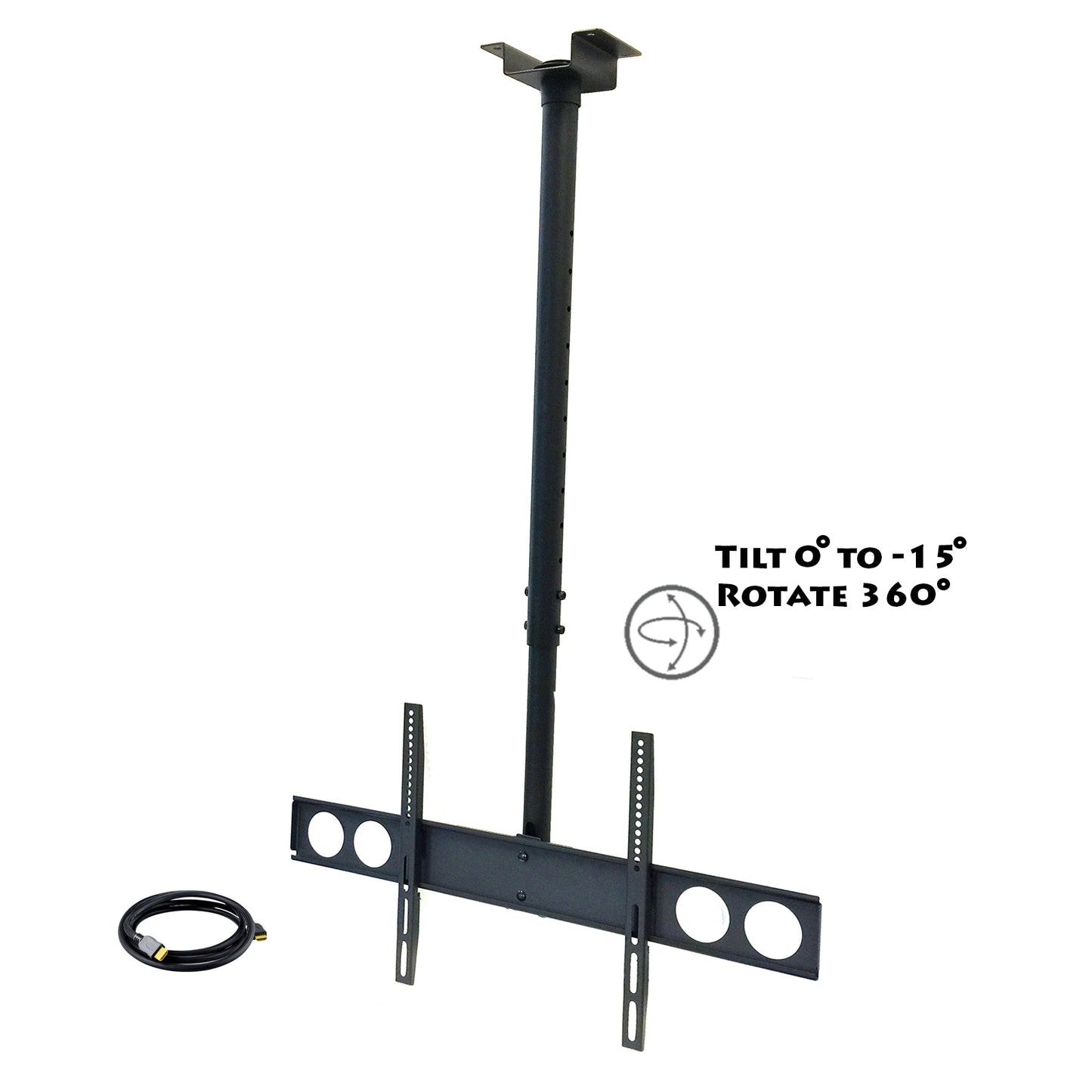 American Smart heavy-duty tilting ceiling TV mount for 37-70 inch LCD, LED, and plasma displays with HDMI cable included.
