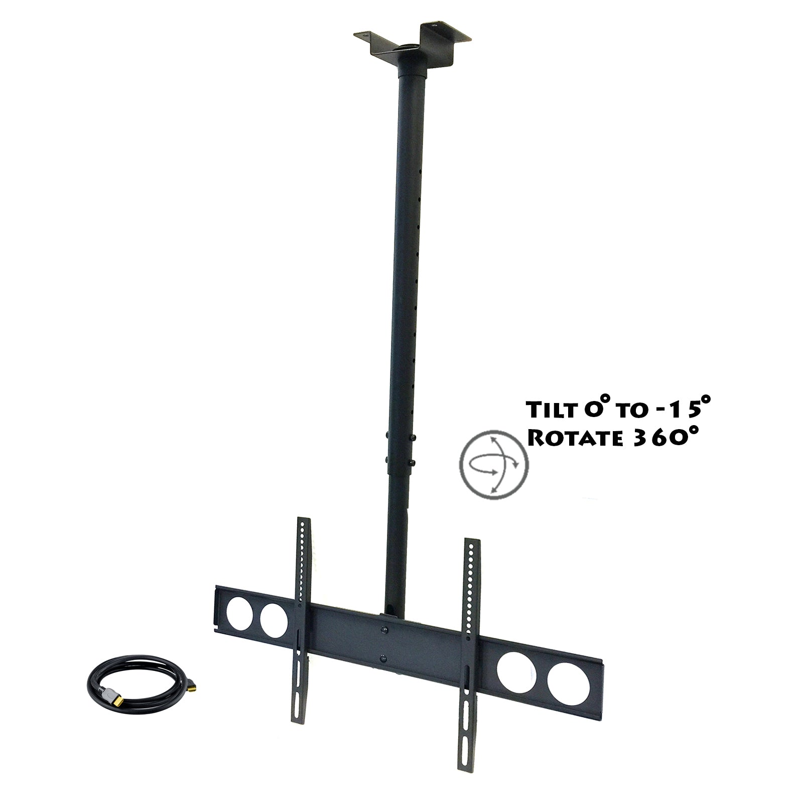 American Smart heavy-duty tilting ceiling TV mount for 37-70 inch LCD, LED, and plasma displays with HDMI cable included.