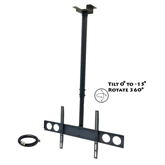 American Smart heavy-duty tilting ceiling TV mount for 37-70 inch LCD, LED, and plasma displays with HDMI cable included.