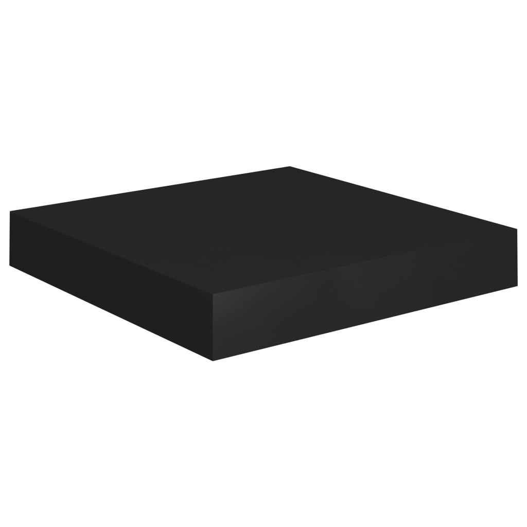 Black floating wall shelf by American Smart, 9.1"x9.3"x1.5" MDF shelf for modern home decor, mounted on a wall.
