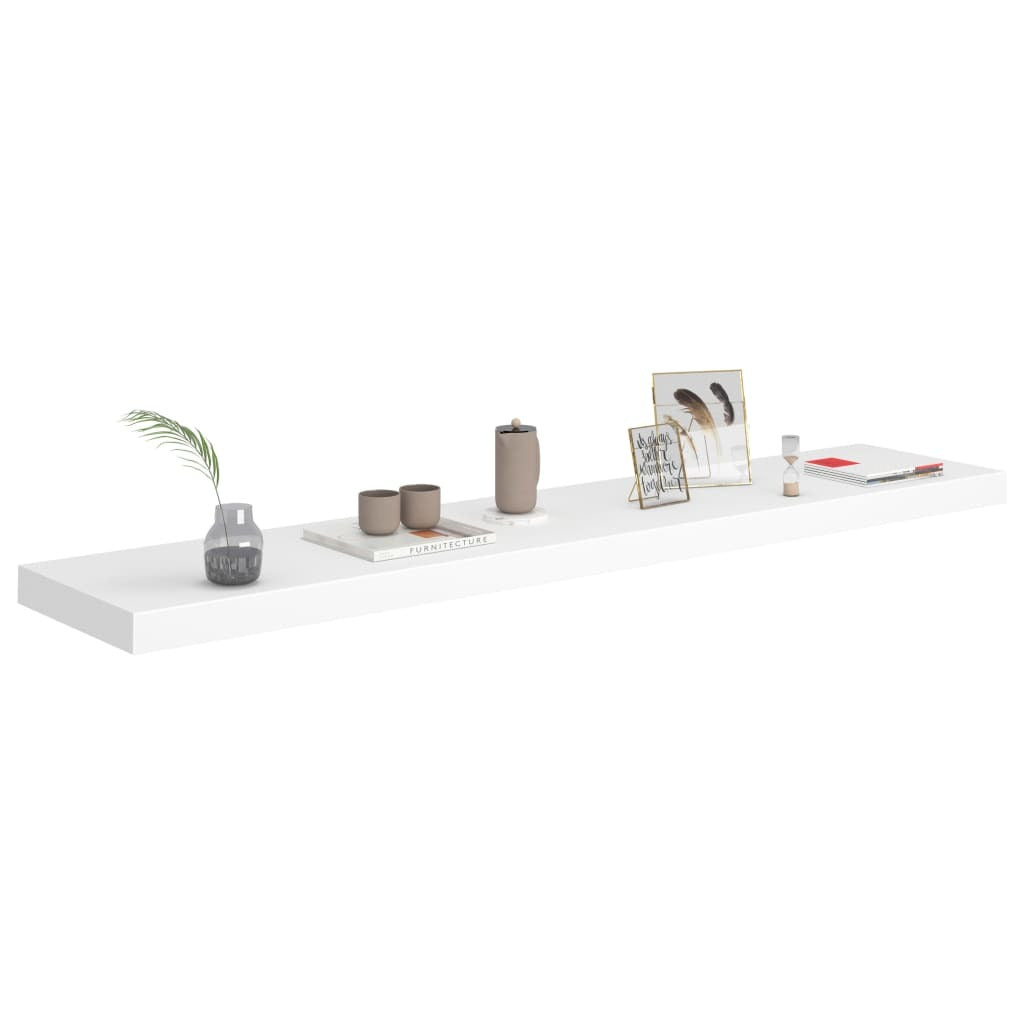 White floating wall shelf by American Smart, 47.2 inches long, 9.3 inches deep, made of MDF, ideal for home or office decor.
