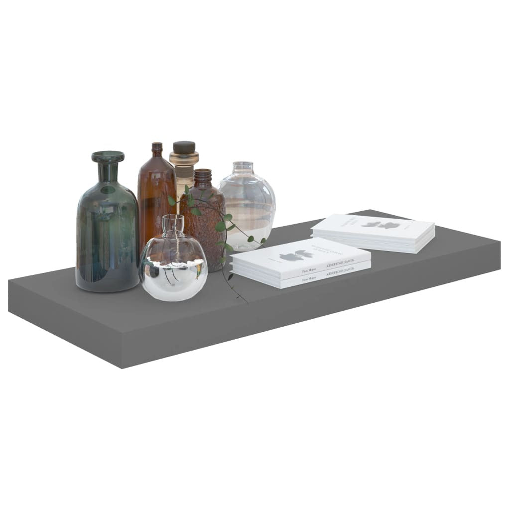 Pair of high gloss gray floating wall shelves by American Smart, 23.6"x9.3" MDF wall shelves and ledges.
