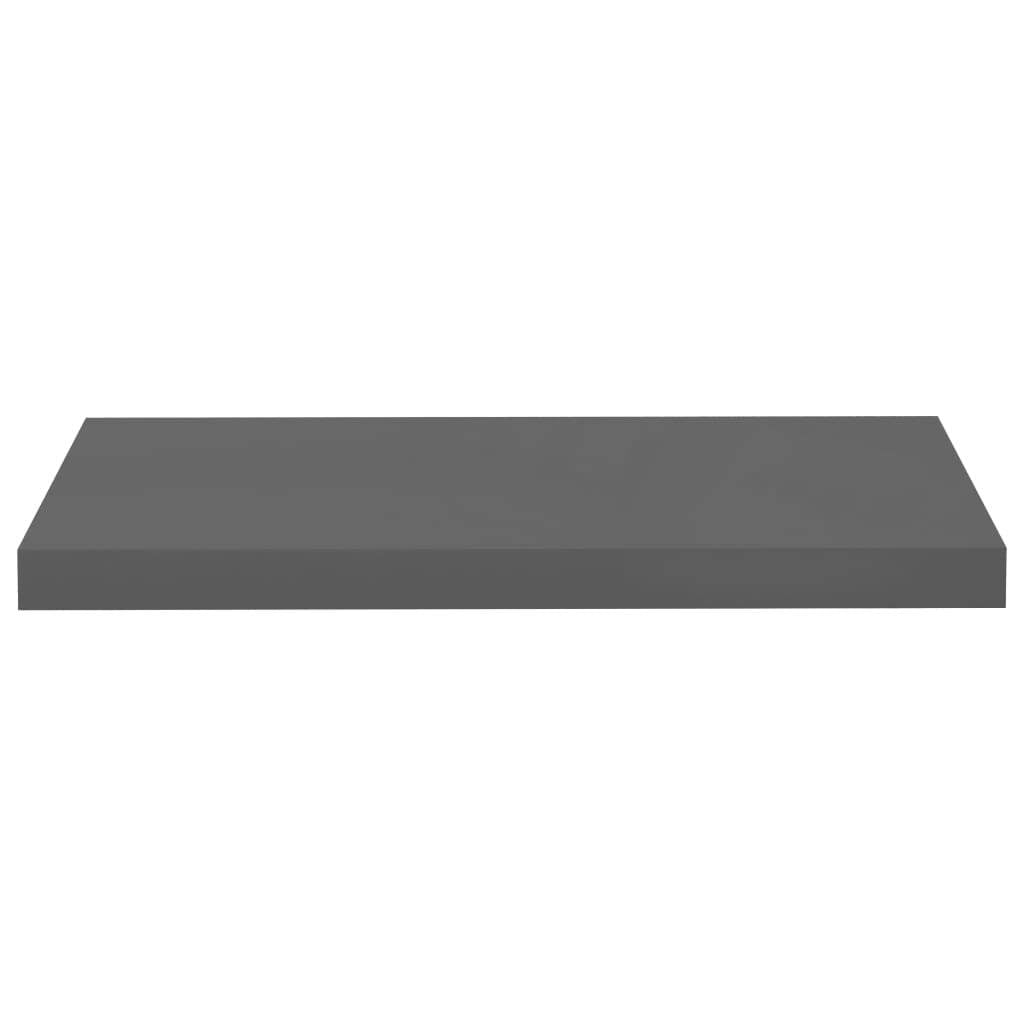 Pair of high gloss gray floating wall shelves by American Smart, MDF, 23.6"x9.3"x1.5" for modern home storage and decor.