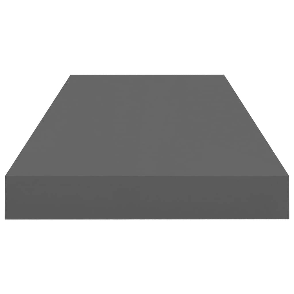 Set of two high gloss gray floating wall shelves by American Smart, MDF, 23.6x9.3x1.5 inches, for stylish storage.